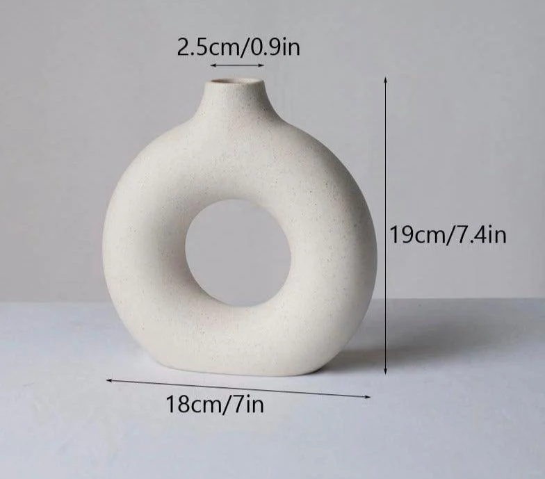 Minimalist Ceramic Hollow Donut Vase -