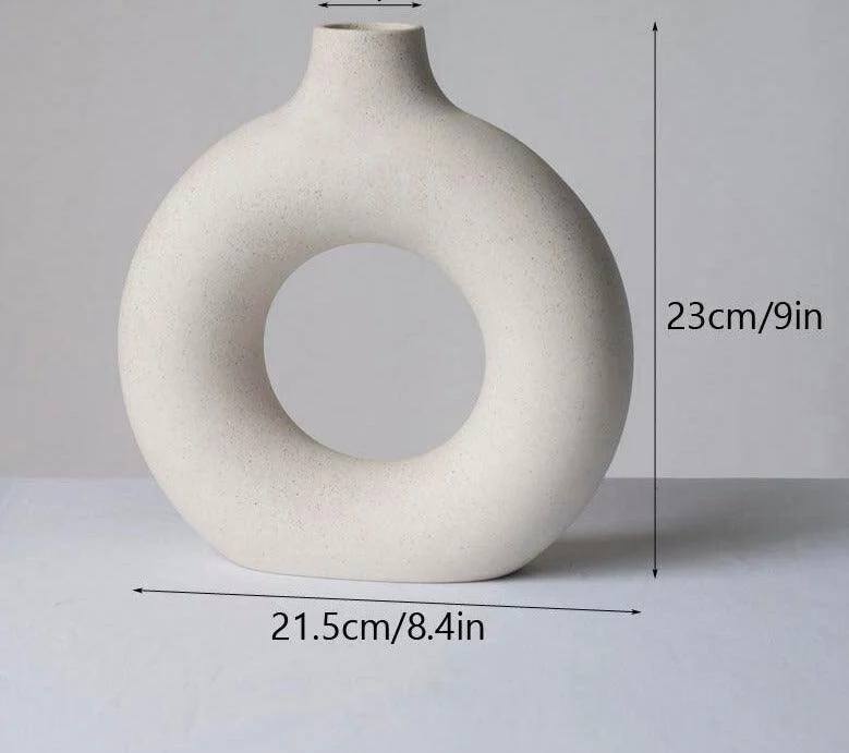 Minimalist Ceramic Hollow Donut Vase -