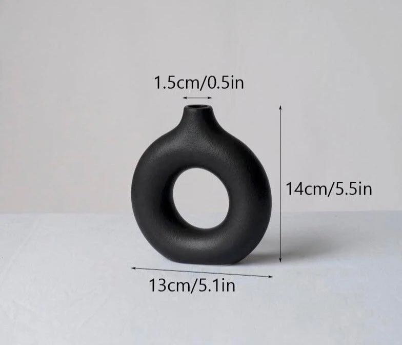 Minimalist Ceramic Hollow Donut Vase -