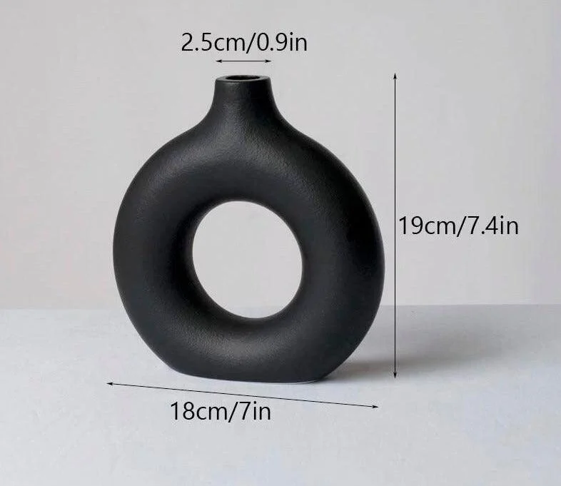 Minimalist Ceramic Hollow Donut Vase -