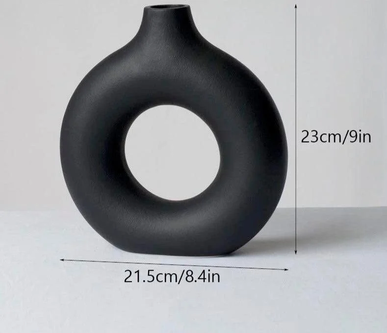 Minimalist Ceramic Hollow Donut Vase -