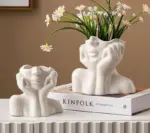 Minimalist Ceramic Vintage Lady Head Vase