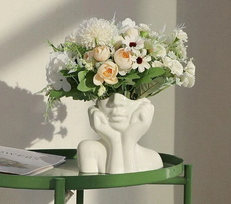 Minimalist Ceramic Vintage Lady Head Vase -
