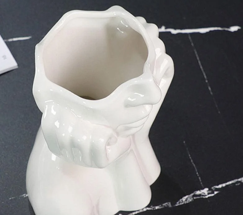 Minimalist Ceramic Vintage Lady Head Vase -