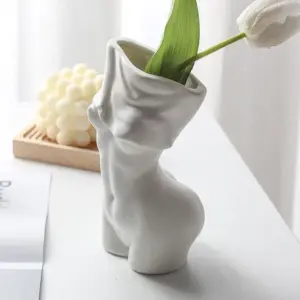 Minimalist Ceramic Women Body Vase For Flowers - 