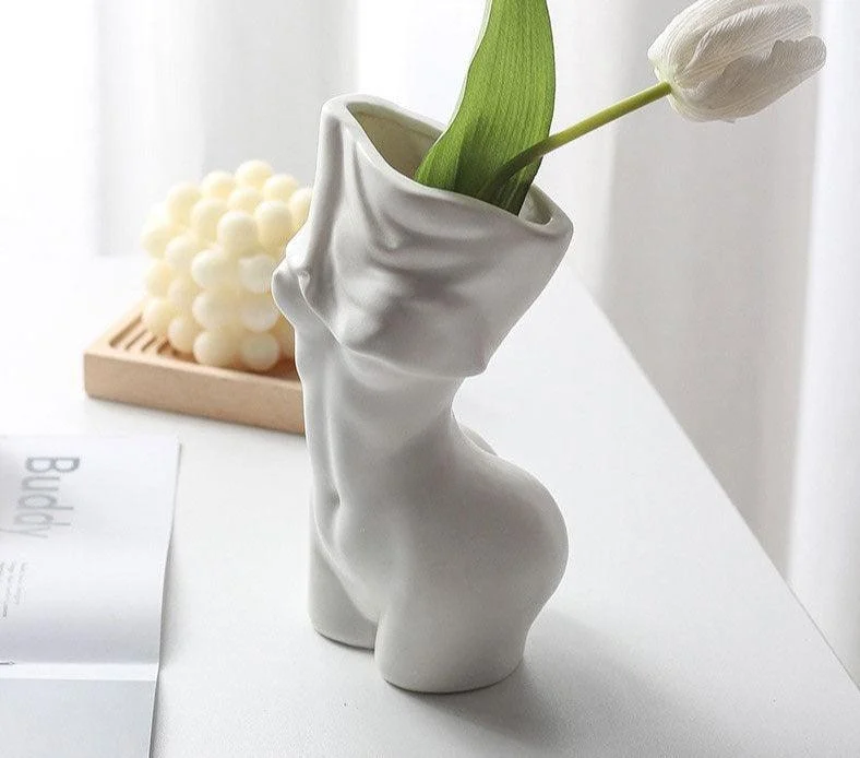 Minimalist Ceramic Women Body Vase For Flowers -