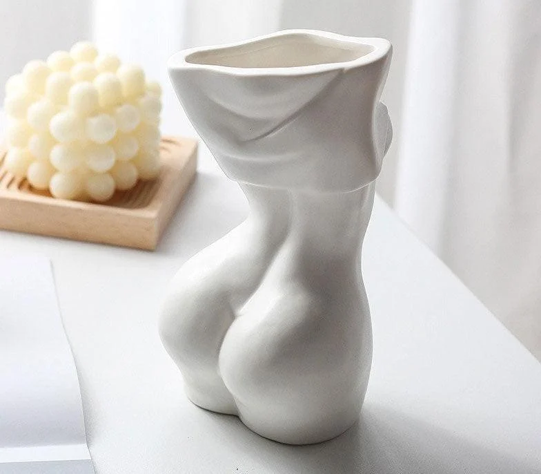 Minimalist Ceramic Women Body Vase For Flowers -