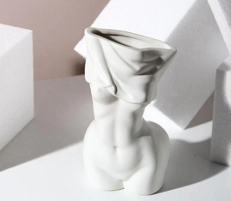 Minimalist Ceramic Women Body Vase For Flowers -