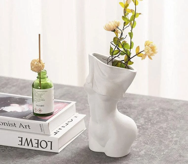 Minimalist Ceramic Women Body Vase For Flowers -