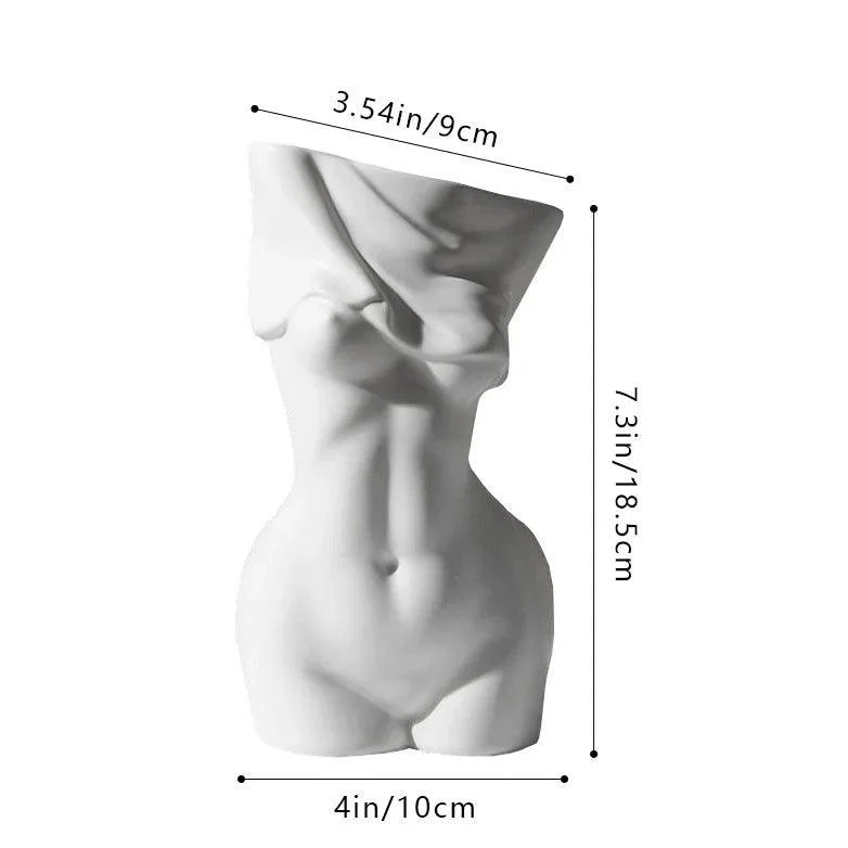 Minimalist Ceramic Women Body Vase For Flowers -
