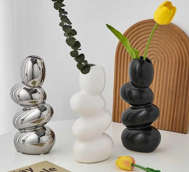 Minimalist Cobblestone Ceramic Vase -