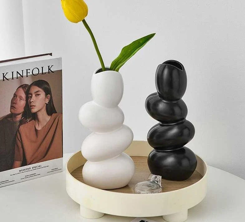 Minimalist Cobblestone Ceramic Vase -