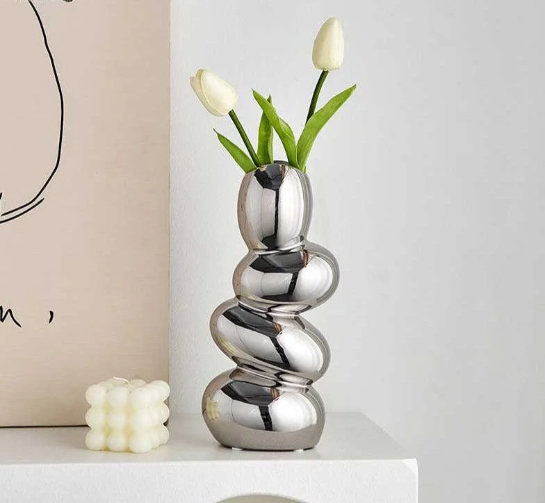 Minimalist Cobblestone Ceramic Vase -