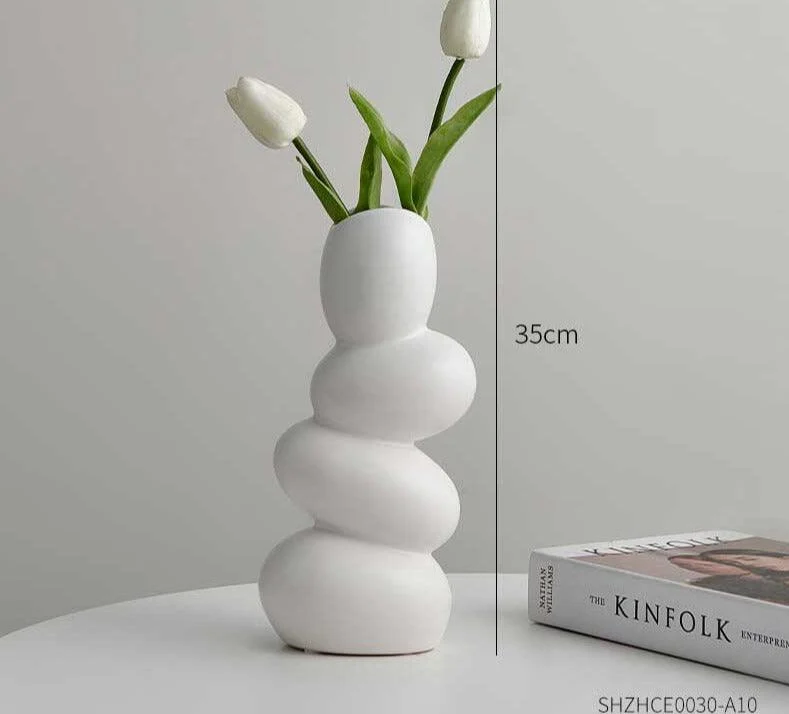 Minimalist Cobblestone Ceramic Vase -