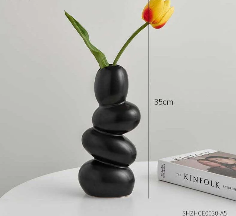 Minimalist Cobblestone Ceramic Vase -