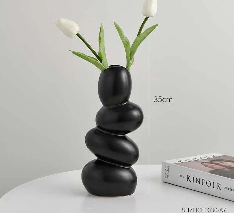 Minimalist Cobblestone Ceramic Vase -