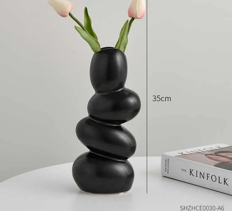 Minimalist Cobblestone Ceramic Vase -