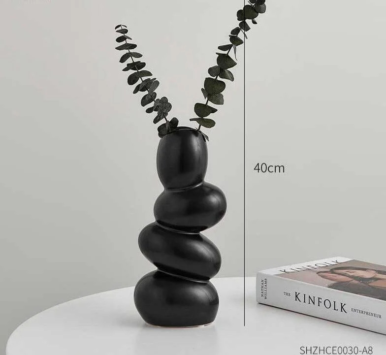 Minimalist Cobblestone Ceramic Vase -