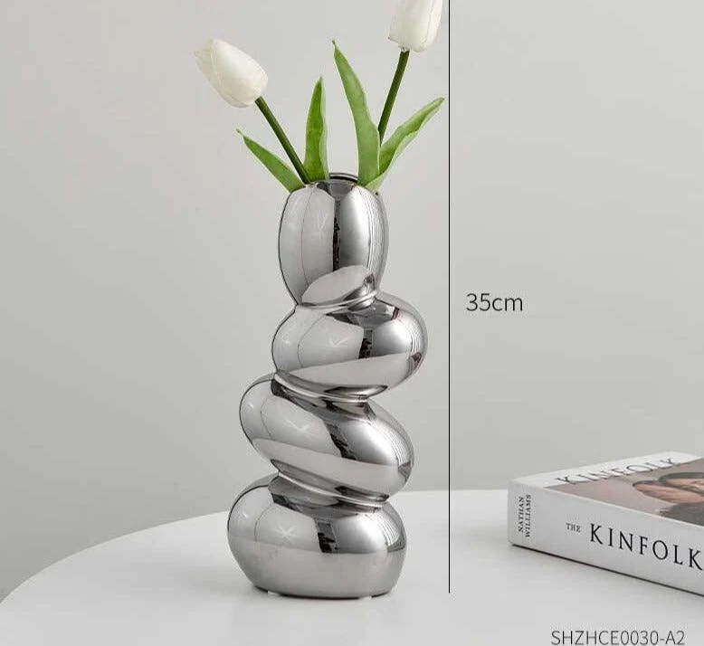 Minimalist Cobblestone Ceramic Vase -