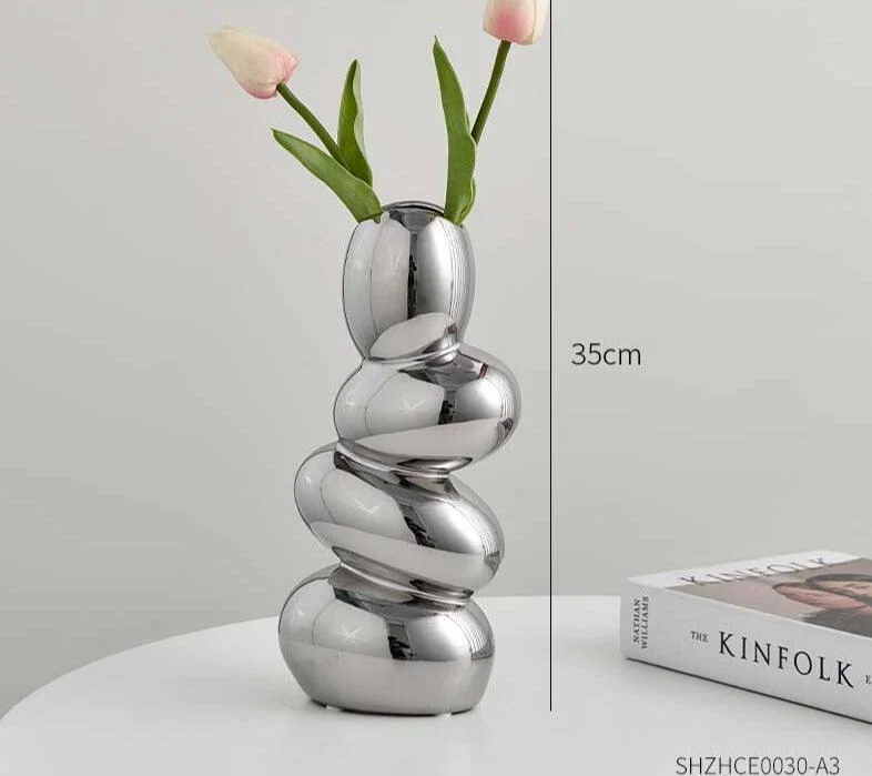 Minimalist Cobblestone Ceramic Vase -