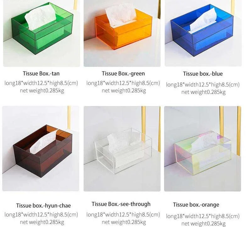 Minimalist Colorful Acrylic Tissue Box -