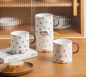 Minimalist Dot Ceramic Corgi Mug