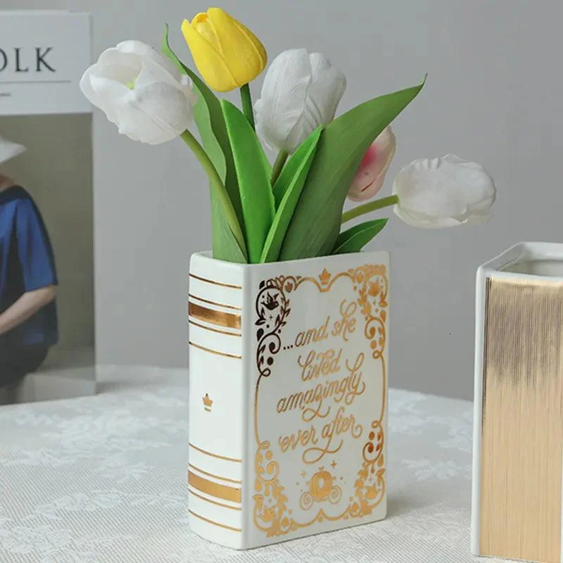 Minimalist Dried Flower Ceramic Book Vase -