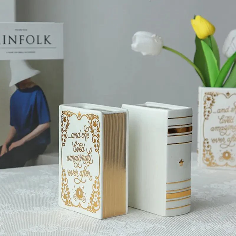 Minimalist Dried Flower Ceramic Book Vase -