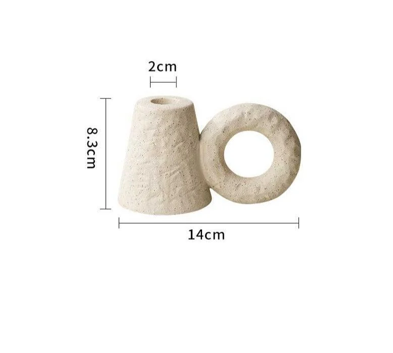 Minimalist Earthy Ceramic Candlestick Holder With Handle -