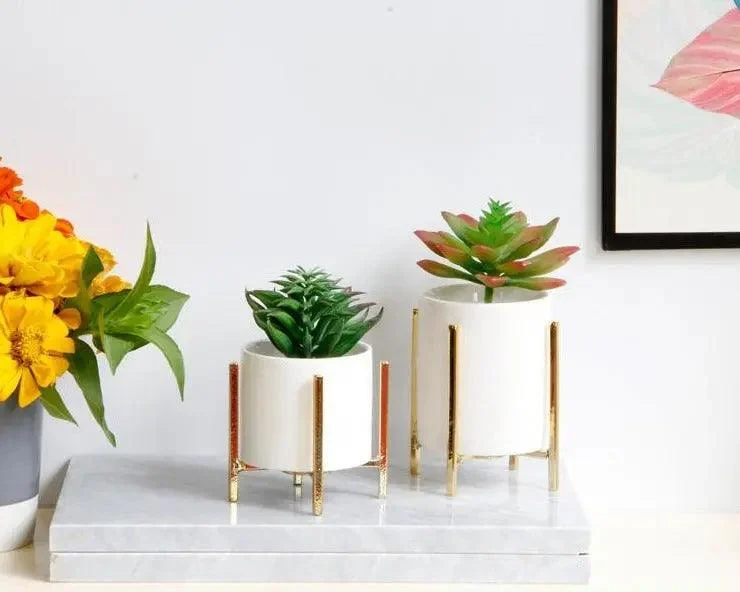 Minimalist Flower Planter with Metal Stand -