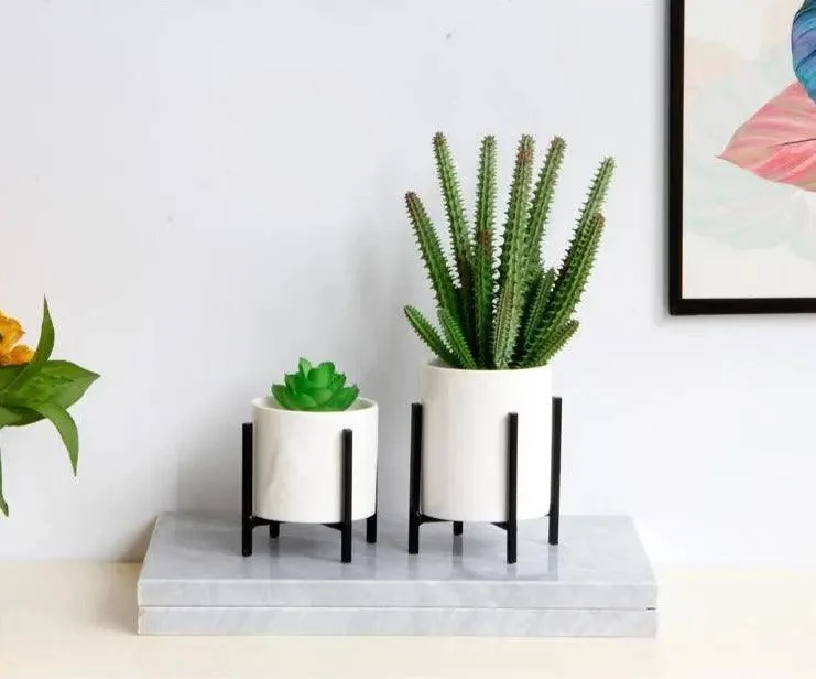 Minimalist Flower Planter with Metal Stand -