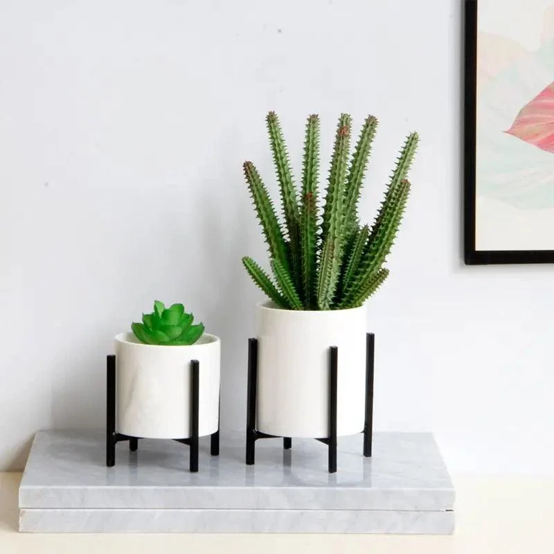 Minimalist Flower Planter with Metal Stand -