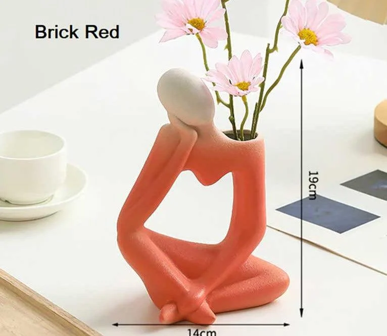 Minimalist Frosted Thinker Statue Ceramic Abstract Vase -