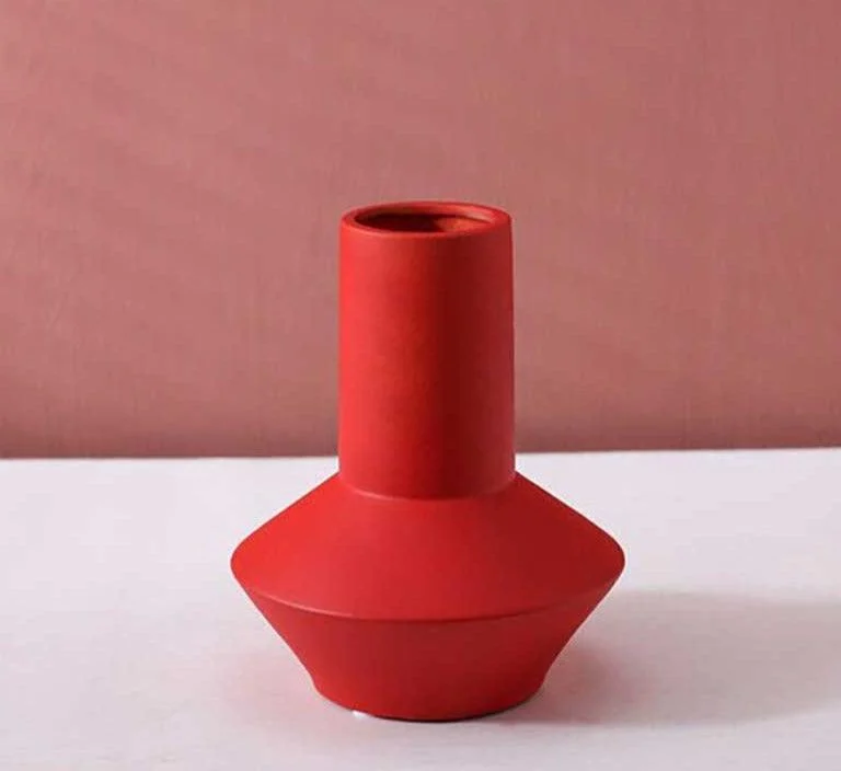 Minimalist Hand Painted Ceramic Abstract Vase -