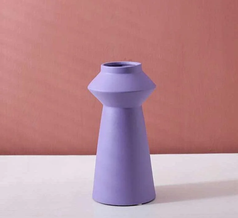 Minimalist Hand Painted Ceramic Abstract Vase -