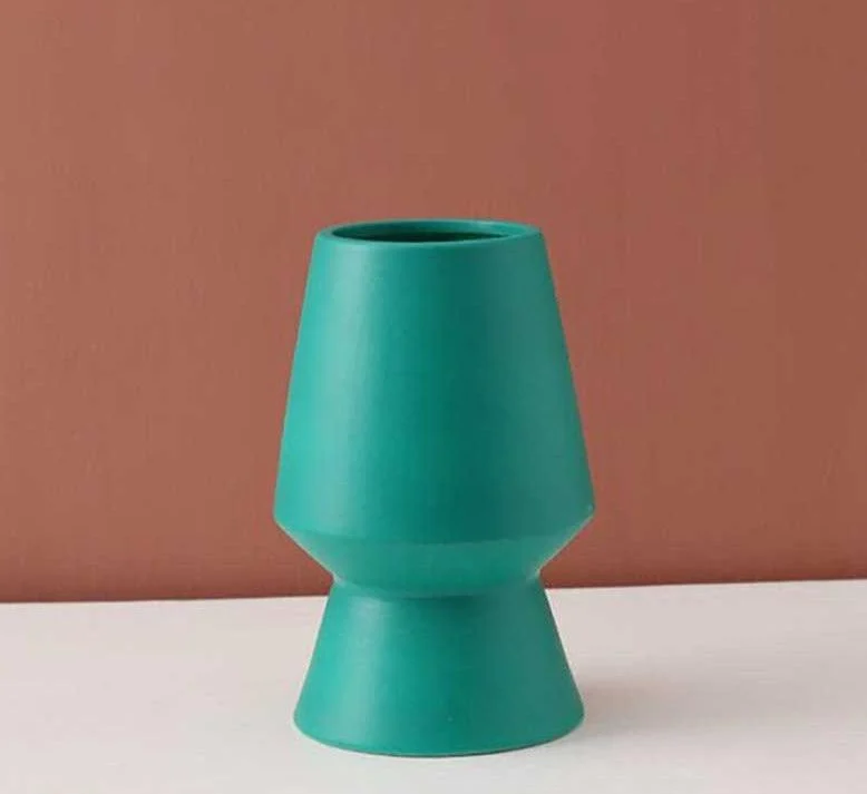 Minimalist Hand Painted Ceramic Abstract Vase -