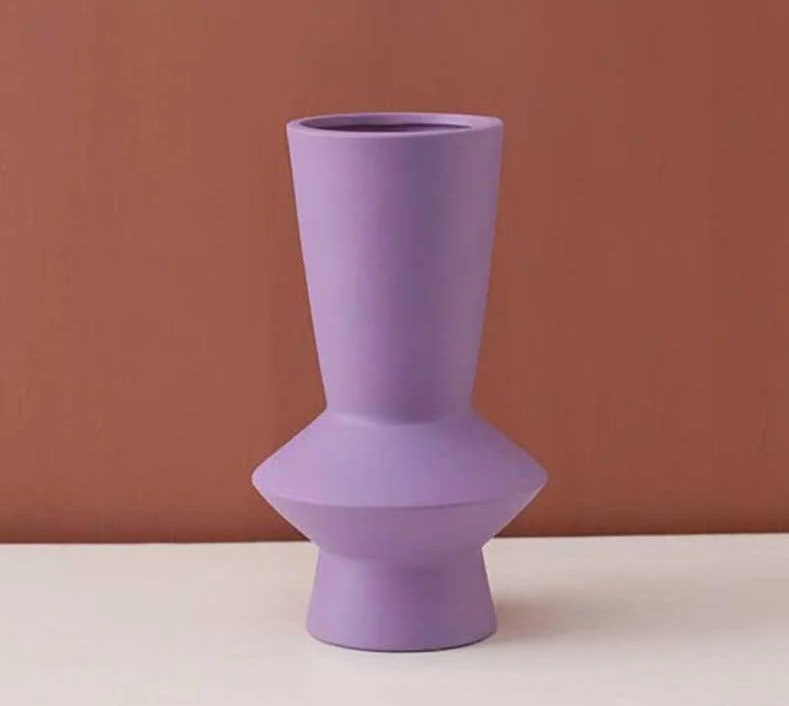 Minimalist Hand Painted Ceramic Abstract Vase -