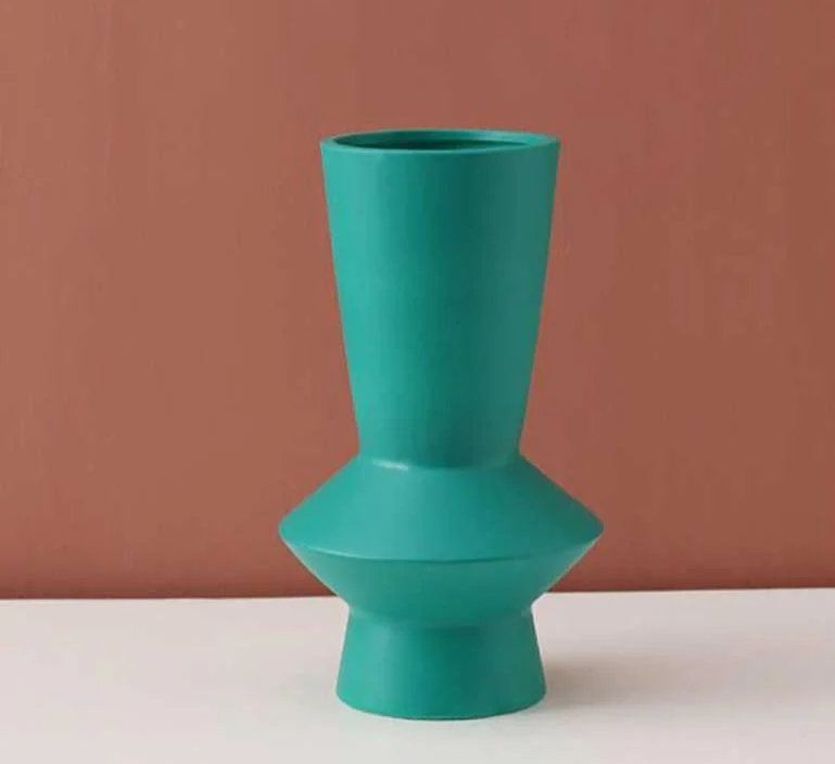 Minimalist Hand Painted Ceramic Abstract Vase -