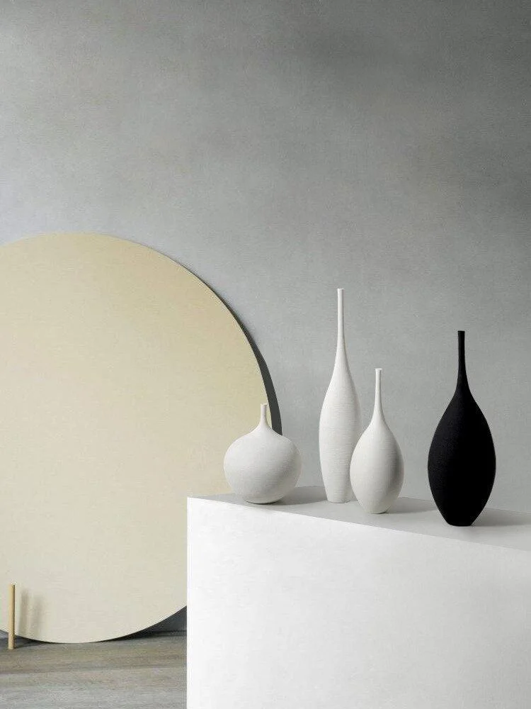 Minimalist Handmade Black and White Art Zen Ceramic Vase -