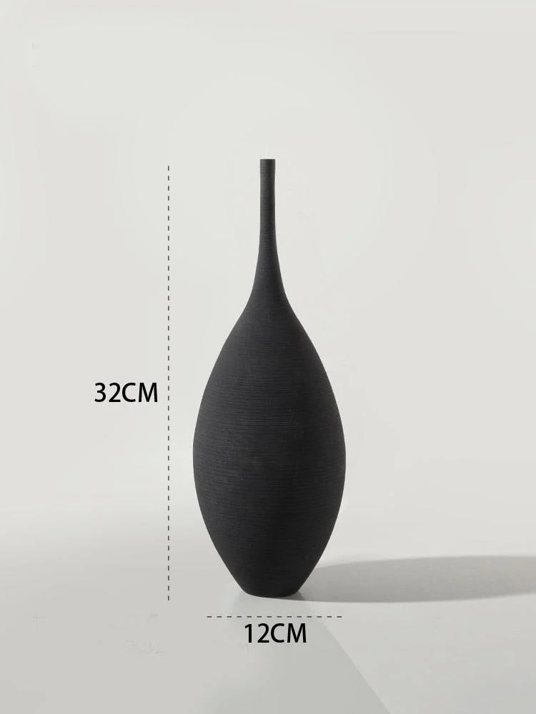 Minimalist Handmade Black and White Art Zen Ceramic Vase -