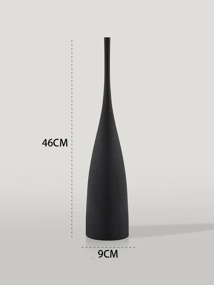 Minimalist Handmade Black and White Art Zen Ceramic Vase -
