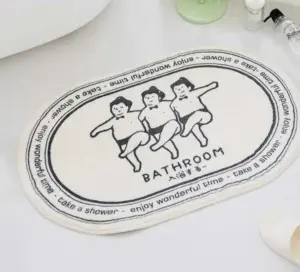 Minimalist Japanese Cartoon Funny Bath Mat