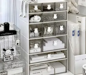 Minimalist Kawaii Bunny Drawer Desktop Organizer