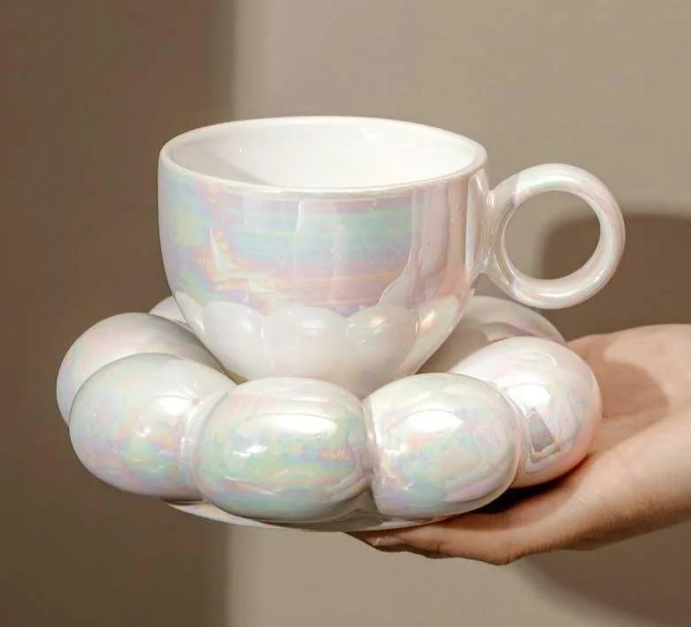 Minimalist Pastel Ceramic Cloud Mug Set -