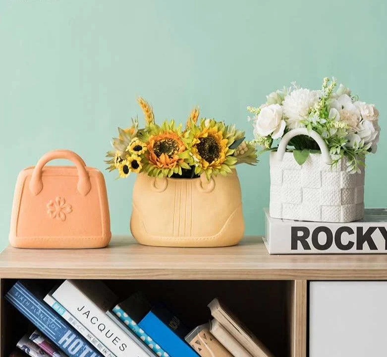 Minimalist Pastel Ceramic Handbag Vase -