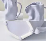 Minimalist Pleated Ceramic Paper Bag Vase
