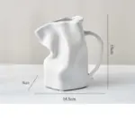 Minimalist Pleated Ceramic Paper Bag Vase