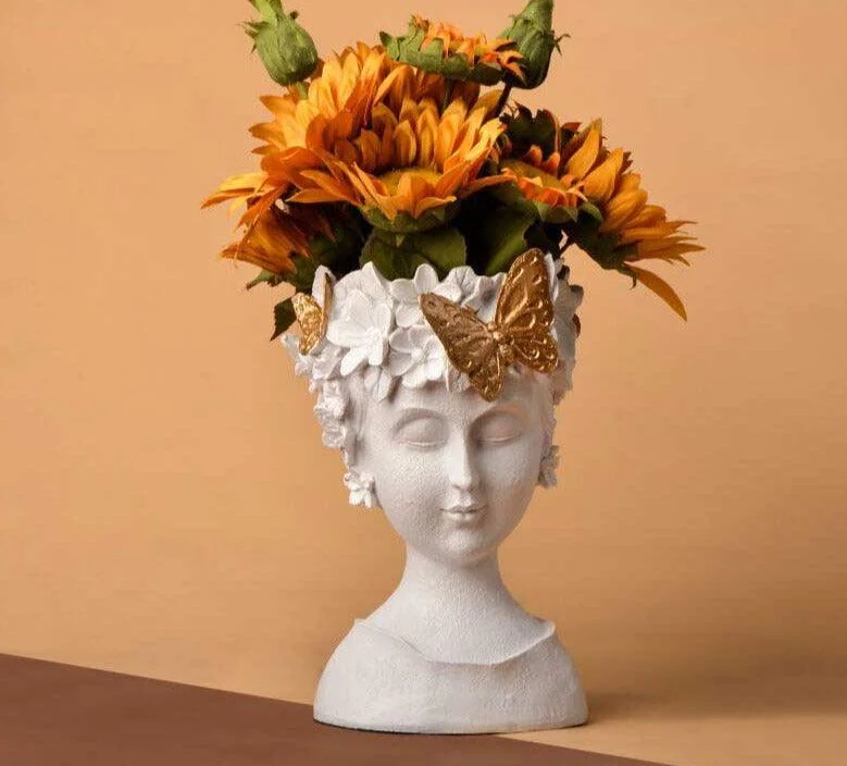 Minimalist Resin Goddess Female Head Planter -