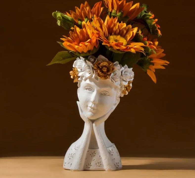 Minimalist Resin Goddess Female Head Planter -