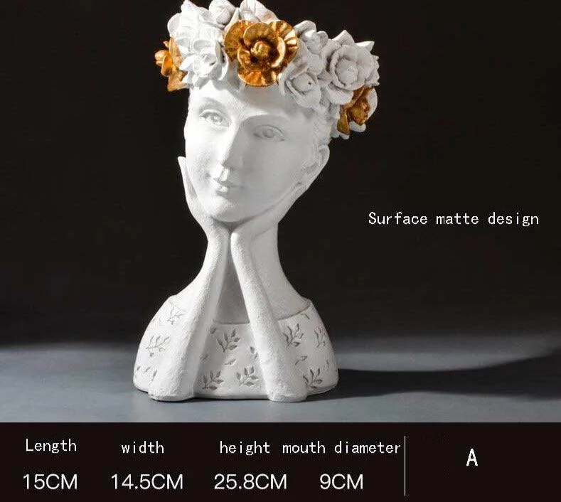 Minimalist Resin Goddess Female Head Planter -